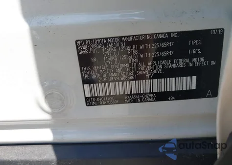 2020 Toyota Rav4 Xle from USA, damaged, VIN 2T3P1RFV9LW085861